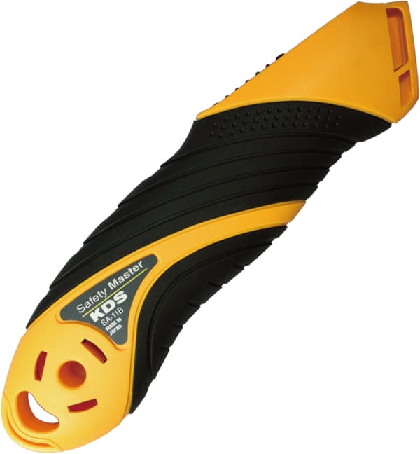 KDS SA-11B Safety Master Gul säkerhetskniv (2x svart trapetsblad)