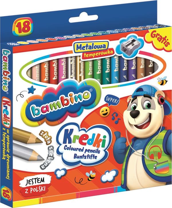 Bambino träkritor 18 färger + vässare ST-DXX-E18T-048-STXX-ST