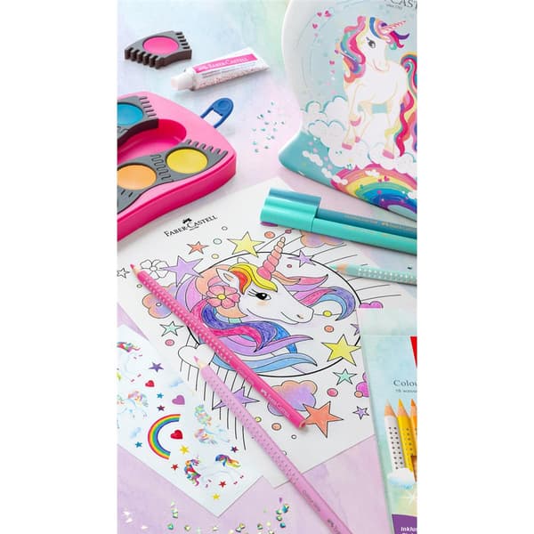 Grip 2001 Faber-Castell Unicorn 10 värikynä + 3 pastellivärikynä + tarrat 201542FC
