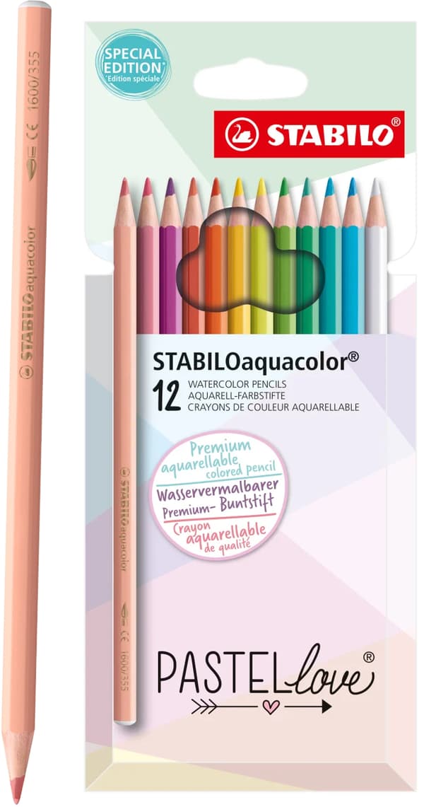 STABILO aquacolor Pastelllove träkritor pappfodral 12 st 1612-7