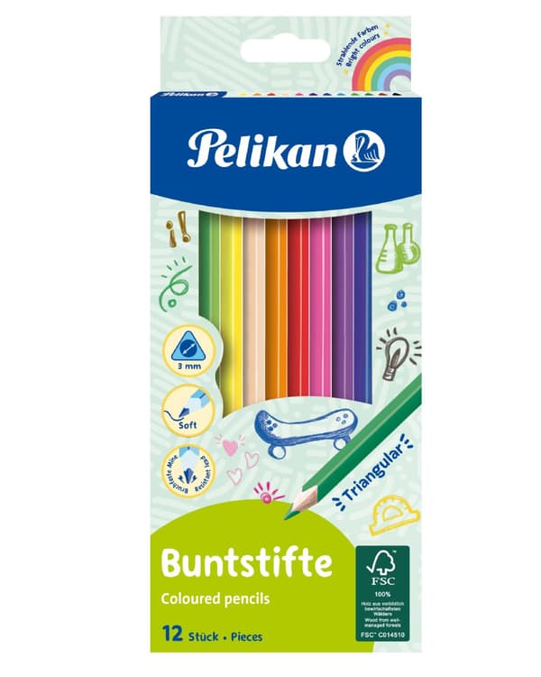 Trekantede træblyanter Pelikan 12 stk 700115