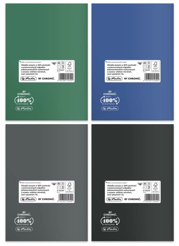 Notebook A5/60 Grid Eco PP Ocean Colors Herlitz 9552407