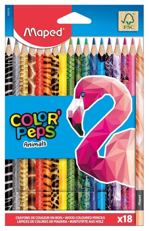 Colorpeps Animals triangulära pennor 18 st Maped 832218