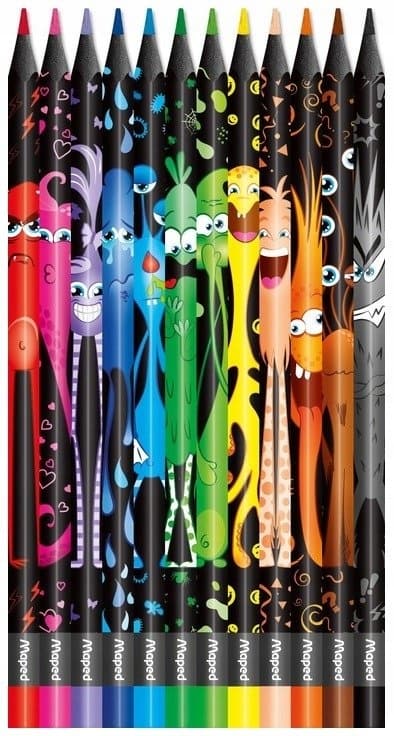 Colorpeps Monster kynät mustassa kolmiomaisessa kotelossa 12 kpl Maped 862612