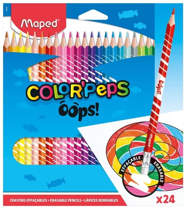 Colorpeps Oops pennor med sudd, trekantiga, 24 st. Kartlagt 832824
