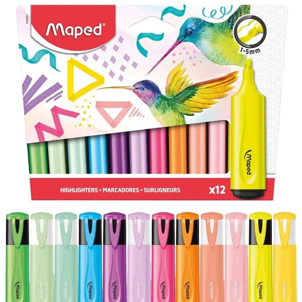 Fluo Peps Maped highlighter mix col. 6 fluo+6 pastel papkasse 740901