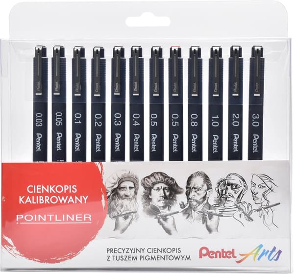 Pentel Tegnepen Sæt med 12 stk. Sort S20P-SET12