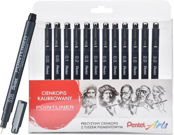 Pentel ritpenna set om 12 st svarta S20P-SET12