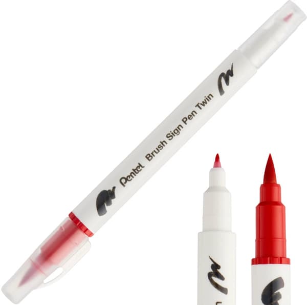 Pensel Marker Pentel Dubbelsidig Röd SESW30C-T102