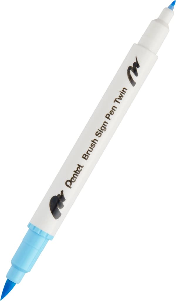 Pentel Brush Marker Dubbelsidig Ljusblå SESW30C-T136