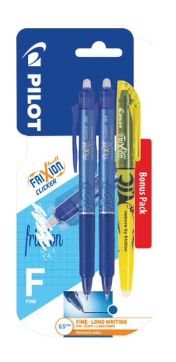 Sæt med Pilot Frixion Cliker Blue Pen x2 + Frixion Highlighter (Mix) PIBLRT-FR5-L X2 + SL MIX