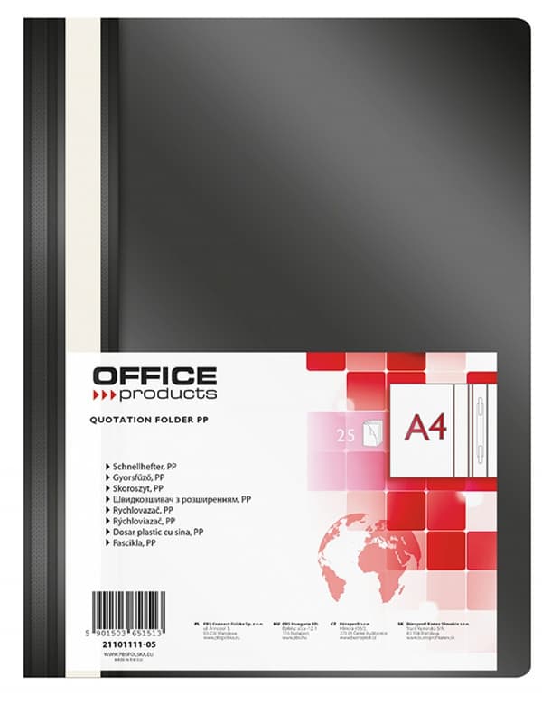 Kontorprodukter Plastmappe A4 Sort '21101111-05' SÆT 25x
