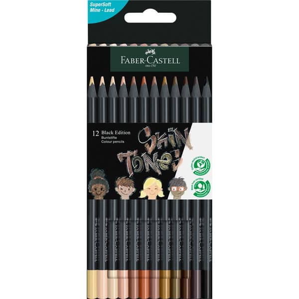 Black Edition triangulära pennor 12 färger i hudtoner Faber-Castell 116414FC