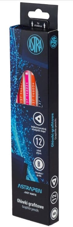 Grafitpenna Svart Trä B Med Suddgummi Astra 206120015 SET 12st