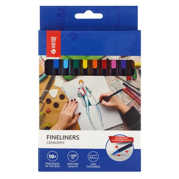 Memobe Fineliners 0,4 mm 10 färger kartongförpackning MC100-99-10