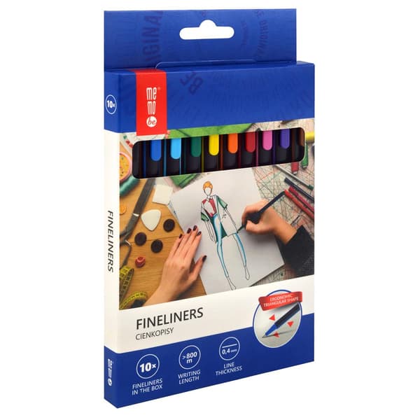 Memobe Fineliners 0,4 mm 10 färger kartongförpackning MC100-99-10