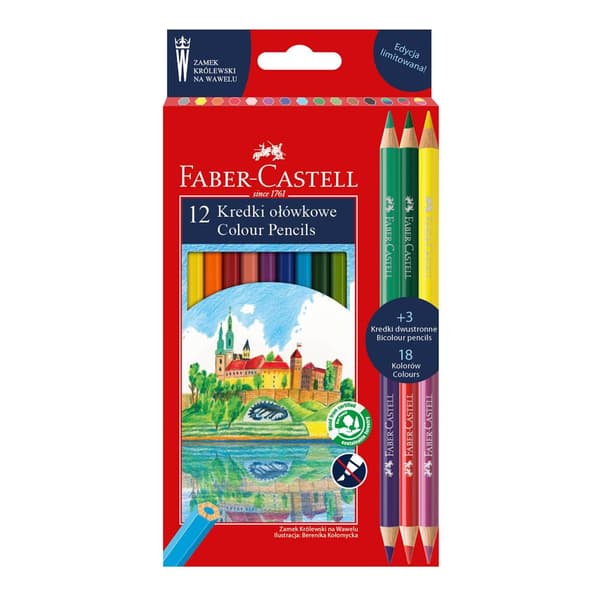Faber-Castell Castle Pennor Limited Edition Wawel 12 färger + 3 dubbelsidiga pennor