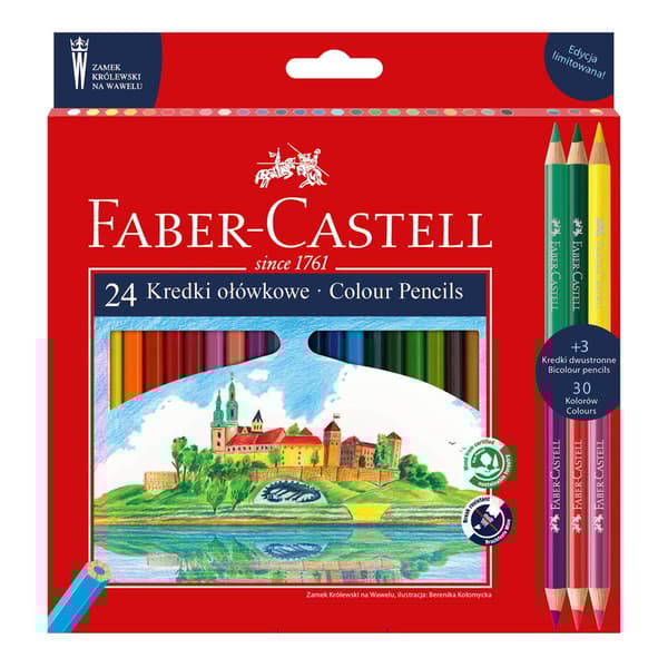 Faber-Castell Castle Pencils Limited Edition Wawel 24 väriä + 3 kaksipuolista lyijykynää + värityskirja