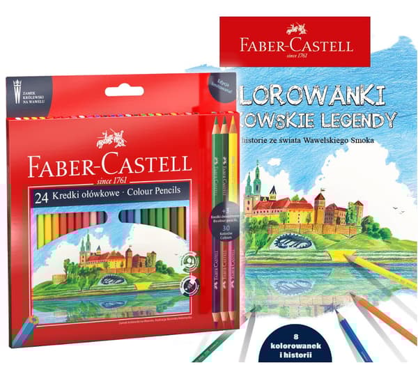 Faber-Castell Castle Pencils Limited Edition Wawel 24 väriä + 3 kaksipuolista lyijykynää + värityskirja