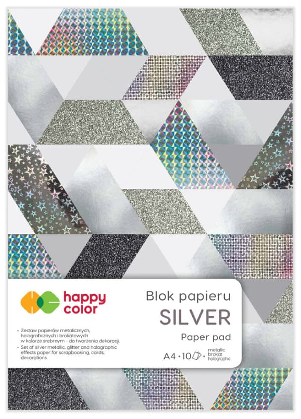 Block Silver A4 10 ark 150-230g Happy Color HA 3820 2030-MS