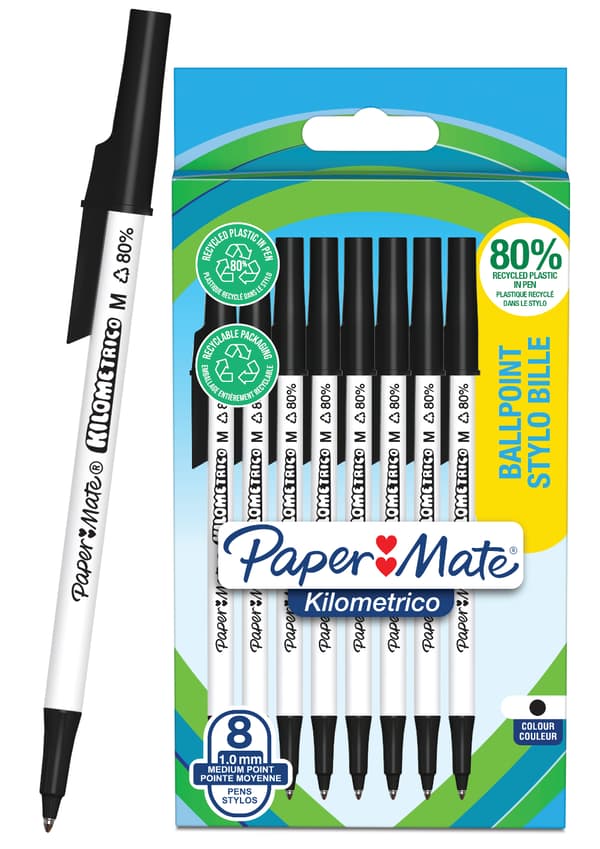 Paper-Mate Kilometrico Kulspetspenna Svart 8st 2187678