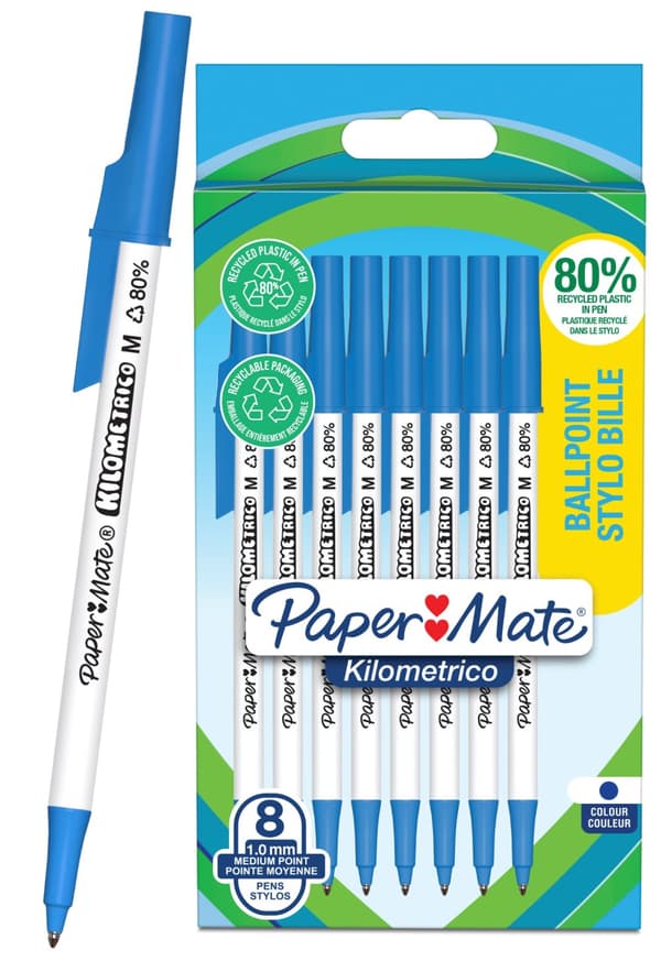 Paper-Mate Kilometrico Kulspetspenna Blå 8st 2187679