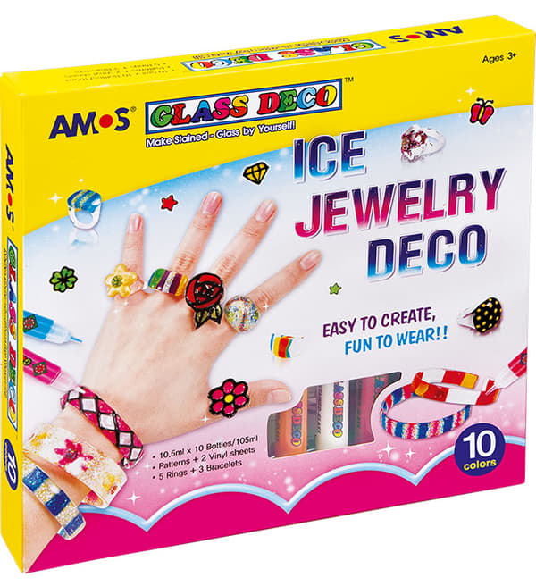 AMOS GD10P10 IJ JEWELRY lasimaalausmaalit - 10,5ml x 10 väriä + tarvikkeet 170-2102