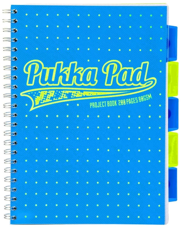 Pukka Project Book Neon DOTS A4 Notebook Square Blue 8471-NEO