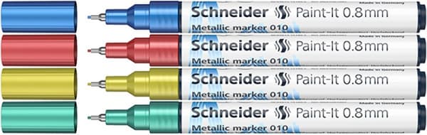 Schneider Paint-It metallisk akrylmarkör 0,8 mm 4 delar - blå, röd, gul, grön