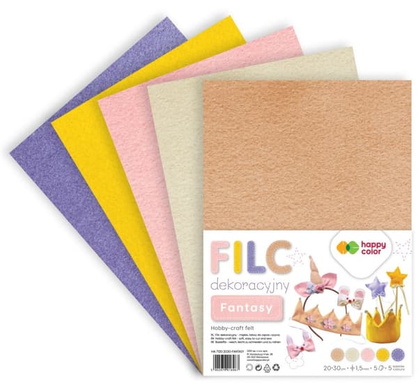 Dekorfilt 20x30cm, 1,5mm /5 ark/ Fantasy Happy Color HA 7120 2030-FANTASY