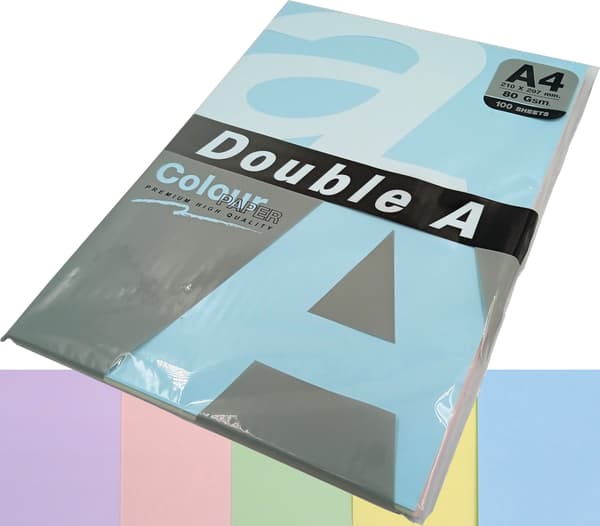 Paperin väri A4 Double A Mix Pastelli 5 väriä /100 arkkia/