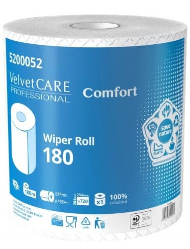 VELVET Professionell industriell rengöringsduk, 2-lagers, 720 ark, 180m, 1 st, vit VLP-5200052