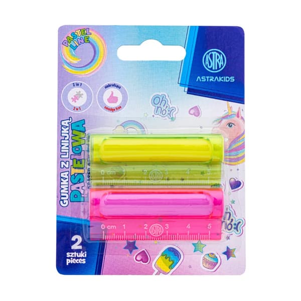 ASTRAKIDS Unicorn 2 in 1 Eraser ja viivain - läpipainopakkaus 2 kpl. 425023905