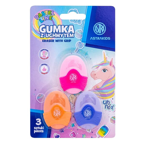 Ovalt suddgummi med handtag ASTRAKIDS Unicorn - 3 st. blister 403023903