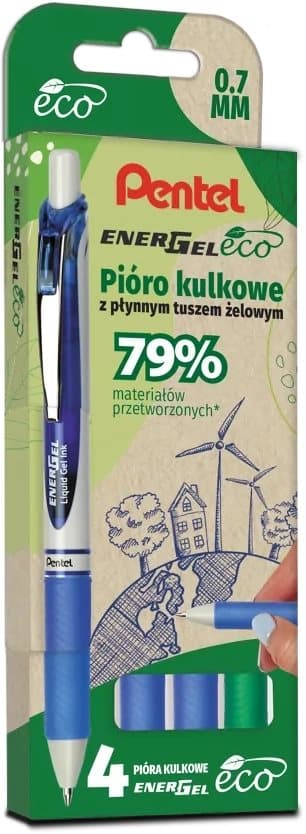 Pentel Energel Eco BL77 Kuglepen /sæt med 4/ 3xBlå 1xGrøn BL77E-ST4DCCC