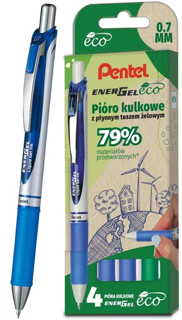 Pentel Energel Eco BL77 Kuglepen /sæt med 4/ 3xBlå 1xGrøn BL77E-ST4DCCC