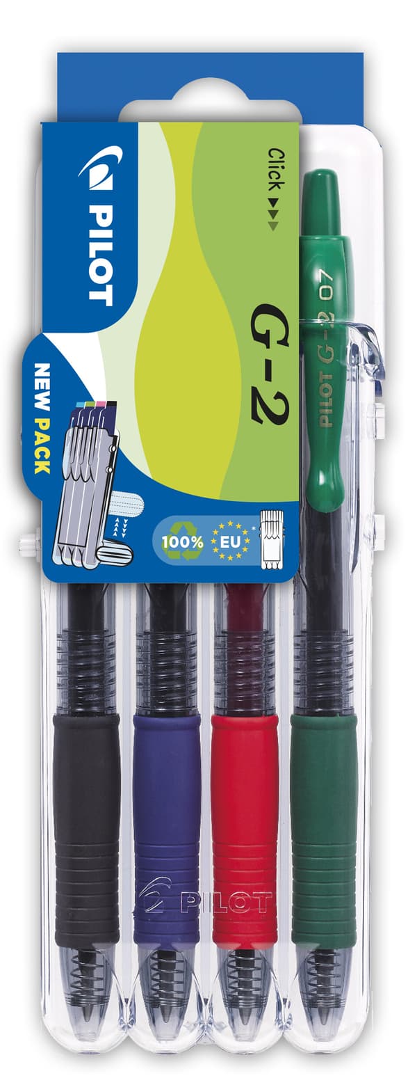 Set med Pen PILOT G2x4 färger (SVART/BLÅ/RÖD/GRÖN) PIBLG27X4 BLRG