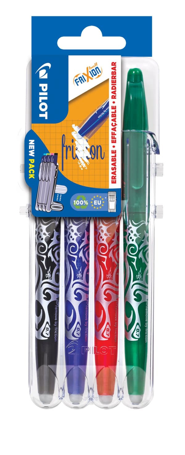 Sæt Pilot Frixion Kuglepen FR07 X4 Farver PIBL-FR7X4+CASE