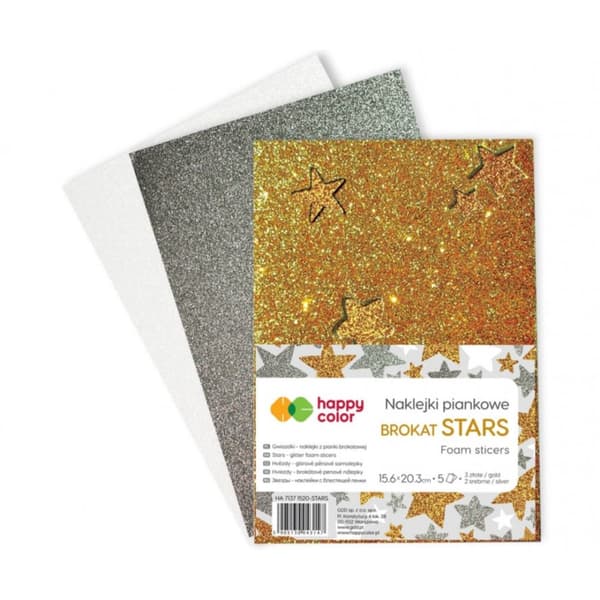 Glitter Stars Tarrat A5 3 aaria. Hopea/kulta/valkoinen iloinen väri