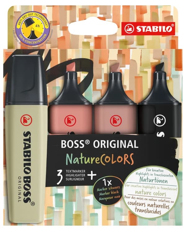 Stabilo Boss Original Nature Colors Highlighter 4 stk 70/4-2-3
