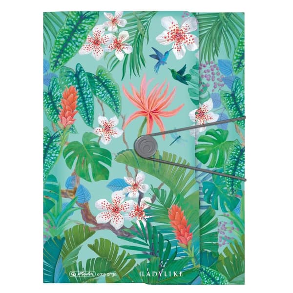 Tegnemappe PP A4 med gummibånd Ladylike Jungle Herlitz 50043996