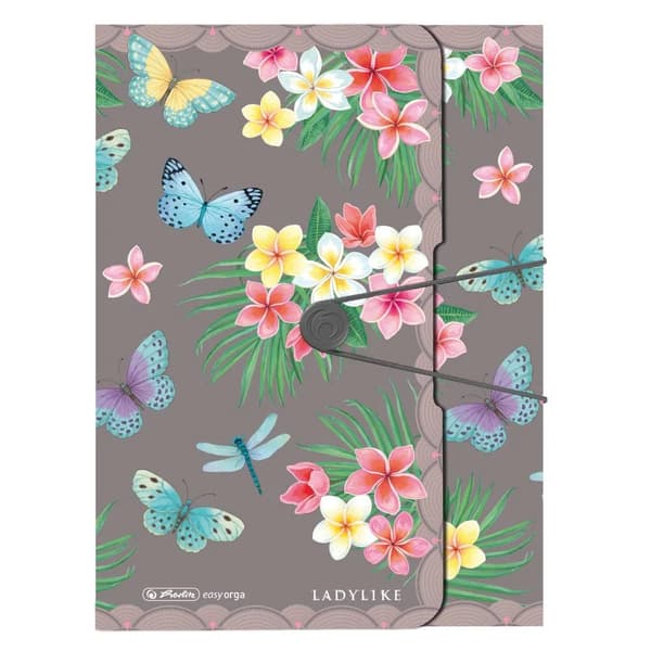 Mappe med gummibånd PP A4 4cm Ladylike Butterflies Herlitz 50044092