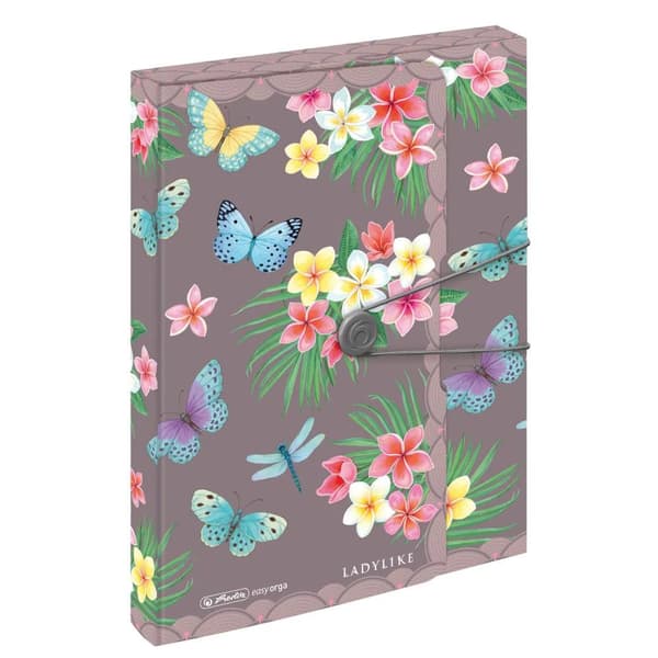Mappe med gummibånd PP A4 4cm Ladylike Butterflies Herlitz 50044092