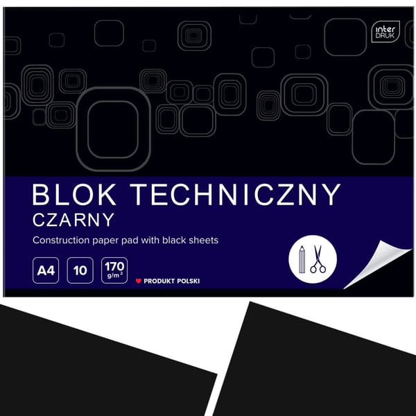 Tekniskt block A4/10 Svart 170g Interdruk