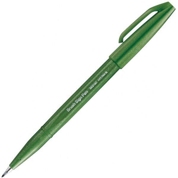 Penselskylt Penna Bokstäver Set Gröna bär 4 färger SES15C-ST4CADDKPL Pentel