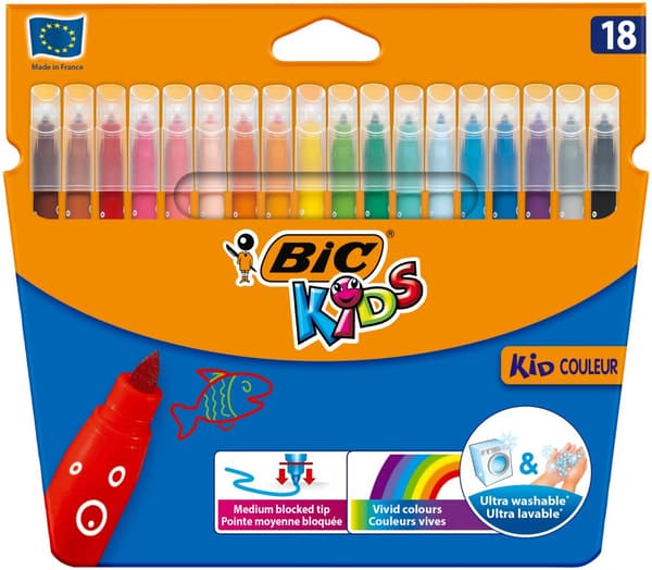 Bic Kids Couleur Fluos 18 färger tvättbara markörer 9375081