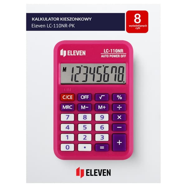 Yksitoista laskin LC-110NR-PKE vaaleanpunainen