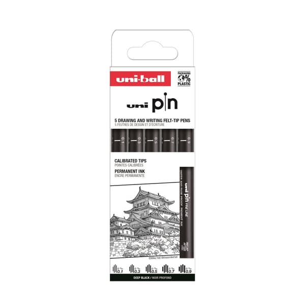 Tegning fineliner UNI PIN 200 (01-09) 5 stk 206498