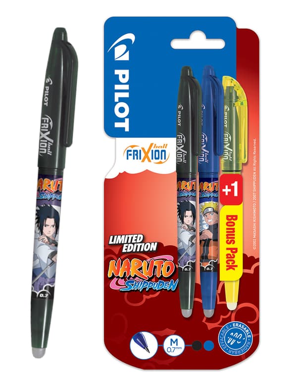 Sæt Pilot Frixion Naruto Pen Blå, Sort 0,7 + Highlighter Frixion Light PIBL-FR7NRTX2B/L-SW-FL-YX1