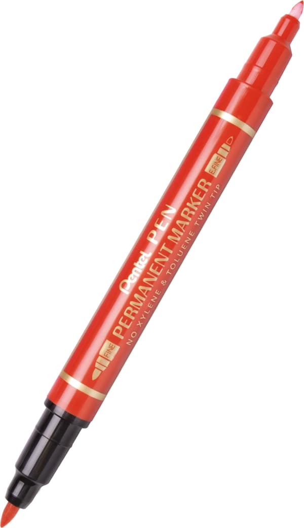Pentel N75 Permanent Marker Röd Två spetsar
